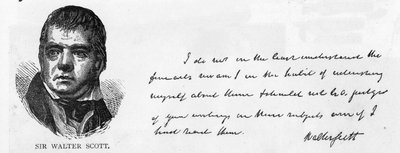 Handschrift und Unterschrift von Sir Walter Scott von Unbekannt