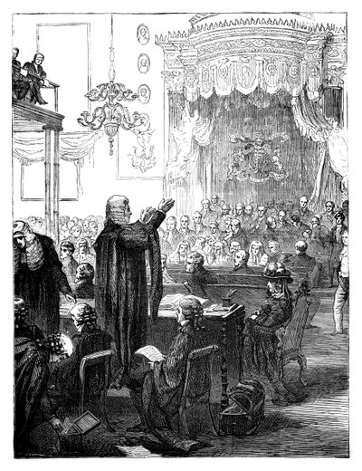 Henry Broughams Verteidigungsrede während des Prozesses gegen Königin Caroline, 1820 um 1895 von Unbekannt