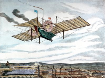Hensons und Stringfellows Entwurf einer dampfbetriebenen Flugmaschine, 1843 von Unbekannt
