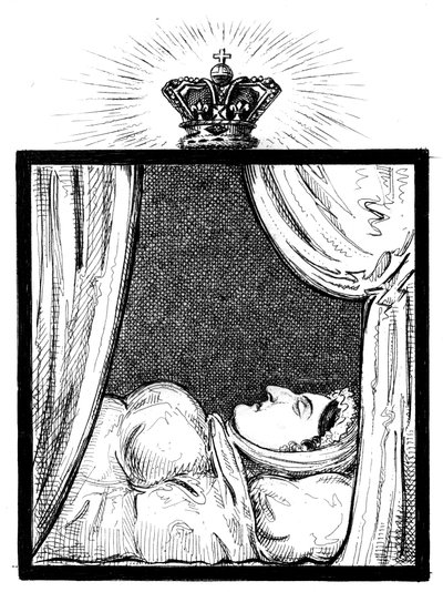 Ihre Majestät Königin Caroline, wie sie wenige Stunden nach ihrem Tod erschien, ca. 1821 von Unbekannt