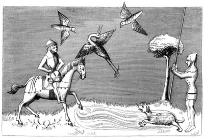 Reiherjagd, 14. Jahrhundert, 1849 von Unbekannt