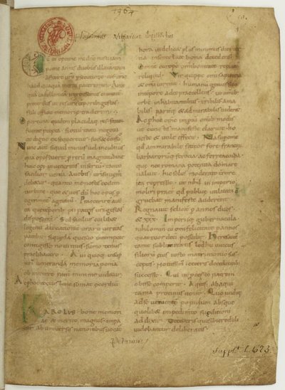 Historia Brittonum von Nennius. Erste Seite des Manuskripts, 11. Jahrhundert von Unbekannt