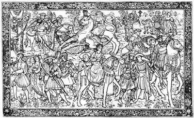 Historische und allegorische Figuren, Wandteppich im Hampton Court Palace, Richmond, London, 1930 von Unbekannt