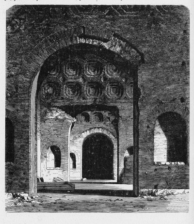 Geschichte des antiken Rom. Aula Palatina ist eine römische Palastbasilika, die vom Kaiser Konstantin (AD 306–337) zu Beginn des 4. Jahrhunderts erbaut wurde. von Unbekannt