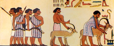Wie ein alter Ägypter die Ankunft der Israeliten in Ägypten malte, ca. 1930 von Unbekannt