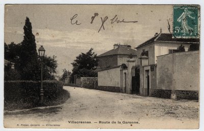 Ile de France, Val de Marne (94), Villecresnes: Route de la Garenne - Postkarte datiert 1909 von Unbekannt