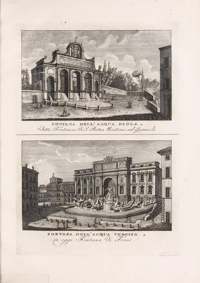 Illustration aus dem Buch Raccolta di vedute antiche e moderne della città di Roma e sue vicinanze von unbekanntem Autor, veröffentlicht von Presso Piale neg.e di stampe a S. Carlo al Corso (Italien, 1816) von Unbekannt