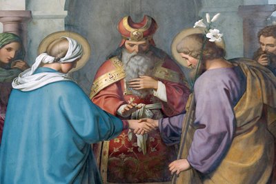 Kaiserdom zu Speyer. Gemälde von Schraudolph. Joseph und Maria. Hochzeit, Speyer, Deutschland von Unbekannt