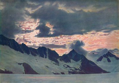 Im Kielwasser der Morgendämmerung: Grüne Nebel auf Alpenberg und Tal, ca. 1935 von Unbekannt