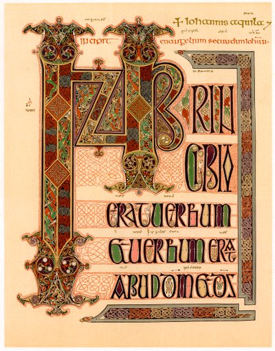 Initialseite aus den Lindisfarne Evangelien, spätes 7. oder frühes 8. Jahrhundert von Unbekannt