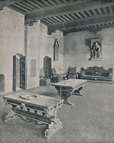 Innenraum Palazzo Davanzati, Florenz. Mit zwei Tischen aus dem 16. Jahrhundert, 1928 von Unbekannt