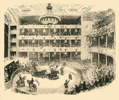 Innenansicht des Astleys Amphitheaters im Jahr 1843, ca. 1878 von Unbekannt