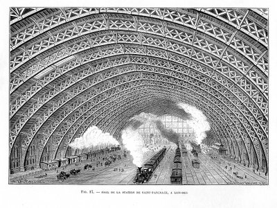 Innenraum des Bahnhofs St Pancras, London, 1865 von Unbekannt