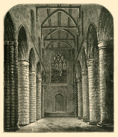 Innenraum des Kirchenschiffs der Abtei, Blick nach Westen, 1898 von Unbekannt