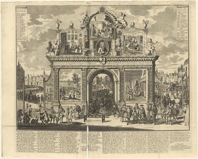 Anlagepläne: Gedenkbogen errichtet am Begräbnisort ruinierter Aktionäre, 1720 von Unbekannt