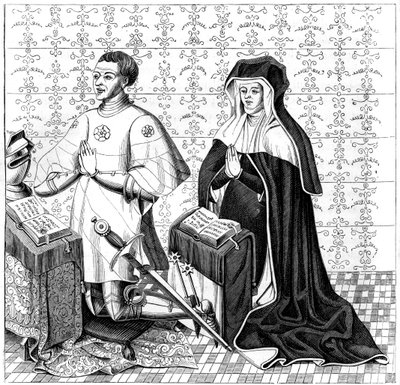 Jean Jouvenel des Ursins und seine Frau, Michelle de Vitry, betend, 14. oder 15. Jahrhundert, 1849 von Unbekannt