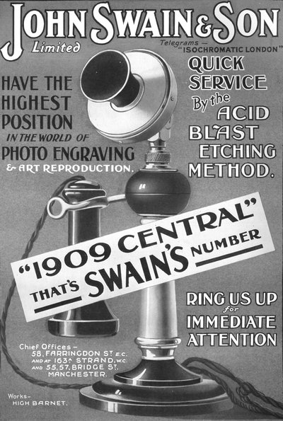 Werbung von John Swain & Son Limited, 1907 von Unbekannt