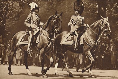 König Edward an der Spitze der Brigade der Wachen, dreht sich unbeeindruckt um, um nach dem Revolver zu fragen von Unbekannt