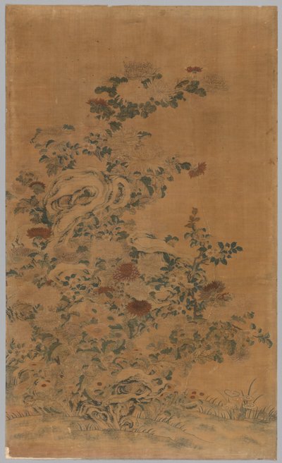Ko Ssu Panel: Felsen und Chrysanthemen, 1700er - 1800er von Unbekannt