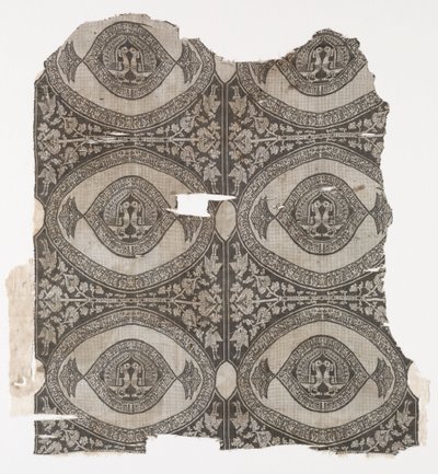Lampas mit gegenüberliegenden Pfauen, 1660-1955 von Unbekannt