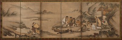 Landschaft: die sieben Weisen des Bambushains, Momoyama-Periode, 1568-1615 von Unbekannt