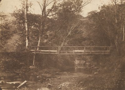 Landschaft mit Bäumen und Brücke, um 1850 von Unbekannt