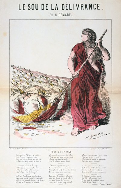 Le Sou de la Délivrance Karikatur und Liedblatt, Deutsch-Französischer Krieg, 1870-1871 von Unbekannt