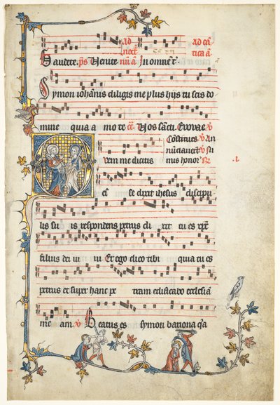 Blatt aus einem Antiphonar: Initiale Q mit den Heiligen Petrus und Paulus, ca. 1325 von Unbekannt