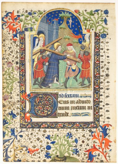 Blatt aus einem Stundenbuch: Christus trägt das Kreuz Sext, Stunden des Kreuzes, ca. 1410-1420 von Unbekannt