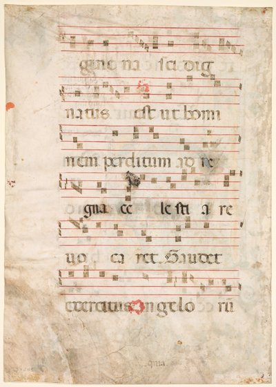Blatt aus einem Antiphonar: Musik verso, frühe 1300er von Unbekannt