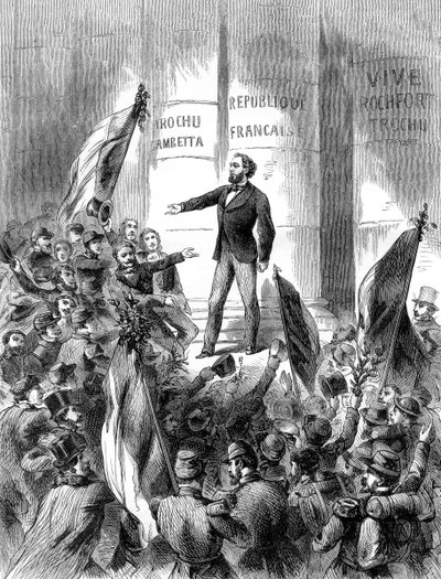 Leon Gambetta proklamiert die Republik Frankreich, 4. September 1870 von Unbekannt