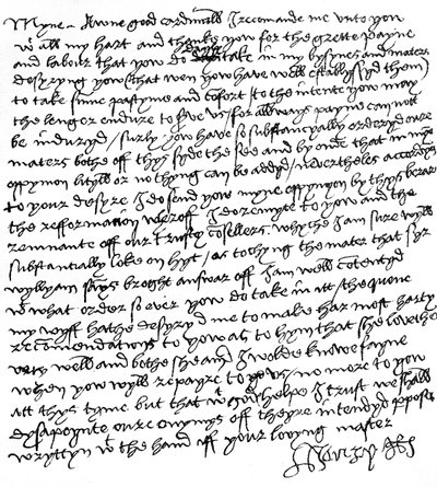 Brief von König Heinrich VIII. an Kardinal Wolsey (