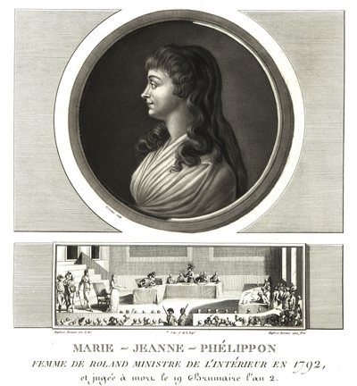 Madame Roland oder Marie-Jeanne Phelippon (1754-1793), Girondistin, zusammen mit ihrem Ehemann Jean-Marie Roland de la Platiere von Unbekannt