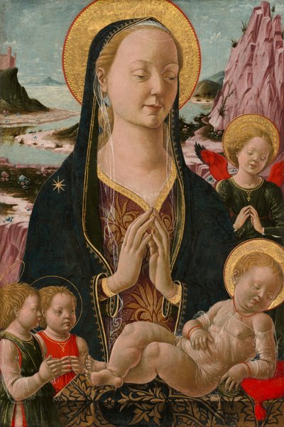 Madonna mit Kind und Engeln, um 1455-1470 von Unbekannt