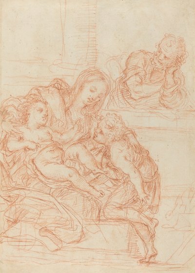 Madonna mit Kind und den Heiligen Johannes und Joseph [recto], 17. Jahrhundert von Unbekannt