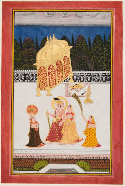 Maharana Ari Singh um 1761-73 und seine Gemahlin auf einer Terrasse, um 1761 von Unbekannt