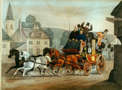 Postkutsche auf der Strecke Bath nach London, ca. 1840 von Unbekannt