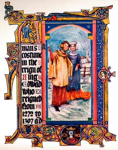 Männerkostüm in der Regierungszeit von König Edward I, 1909 von Unbekannt