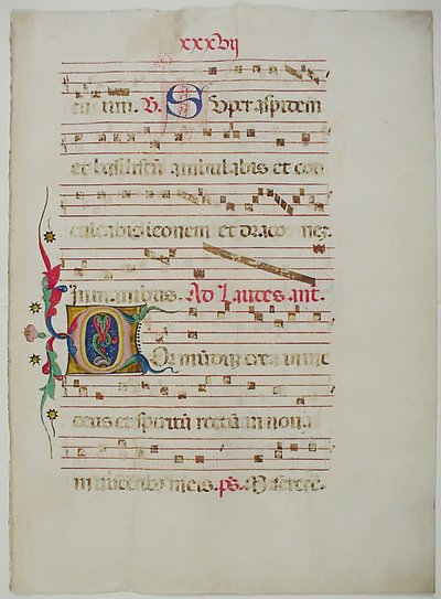 Manuskriptblatt mit Initiale C, aus einem Antiphonar, Italien von Unbekannt