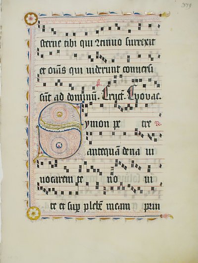 Manuskriptblatt mit Initiale S, aus einem Antiphonar, Deutsch, zweites Viertel des 15. Jahrhunderts von Unbekannt