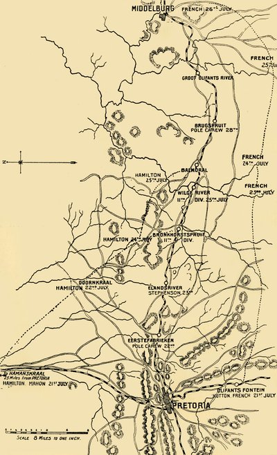 Karte, die den östlichen Umzug von Eerstefabrieken nach Middelburg illustriert, 1901 von Unbekannt