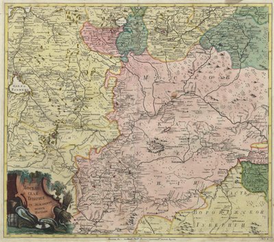 Karte des Gouvernements Moskau und Teile der nächstgelegenen Provinzen, 1745 von Unbekannt