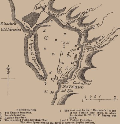 Karte der Bucht von Navarino, Erstes Viertel des 19. Jahrhunderts von Unbekannt