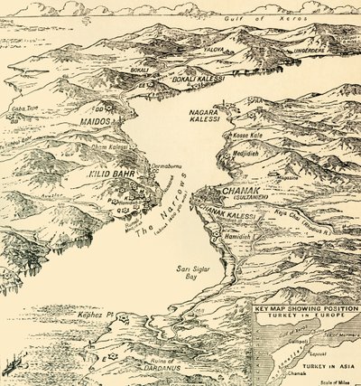 Karte der Dardanellen, Erster Weltkrieg, 1915, ca. 1920 von Unbekannt