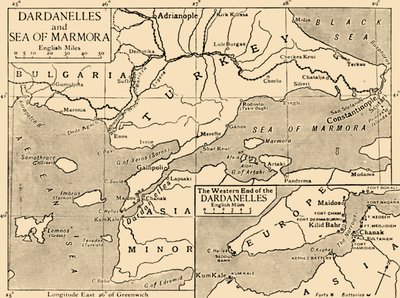 Karte der Dardanellen und des Marmarameers, ca. 1914, 1920 von Unbekannt