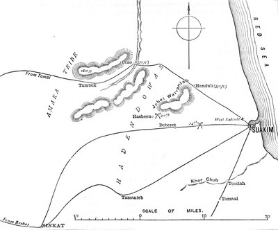 Karte der Umgebung von Suakim, um 1885 von Unbekannt