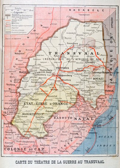 Karte des Kriegsschauplatzes im Transvaal, 1899 von Unbekannt