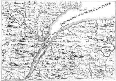 Karte des Verlaufs des St. Lawrence River bis nach Quebec, 1730 ca. 1880 von Unbekannt