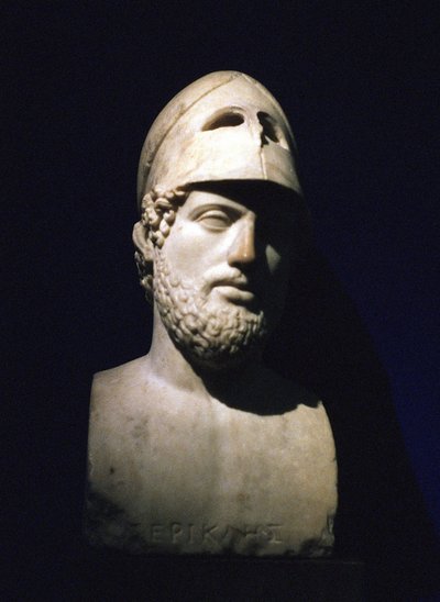 Marmorporträtbüste von Perikles (Perikles) athenischer Staatsmann (ca. 490-429 v. Chr.). Römisch 2. Jahrhundert v. Chr. (Skulptur soll aus der Villa Hadrians in Tivoli, Latium, Italien stammen) von Unbekannt