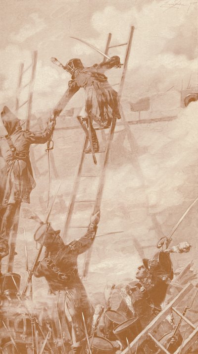Marbot und Labédoyère erklimmen die Mauer in Ratisbon, 1809 von Unbekannt